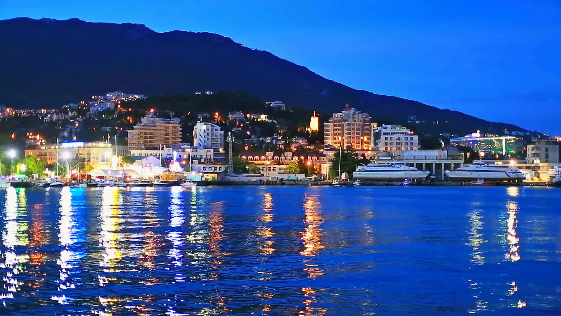 Yalta Night Panorama Background
