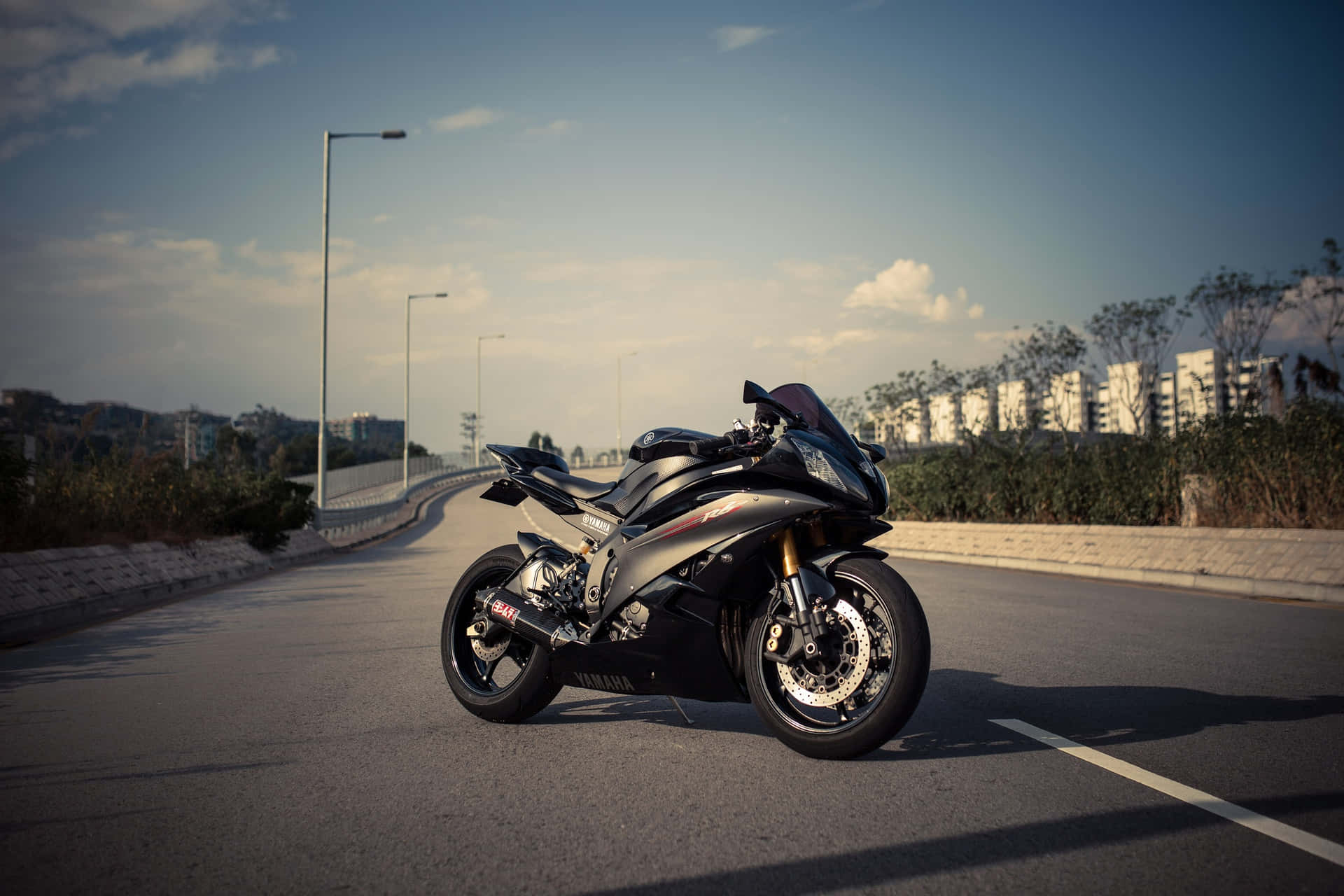 Yamaha Sportbike On Road Background