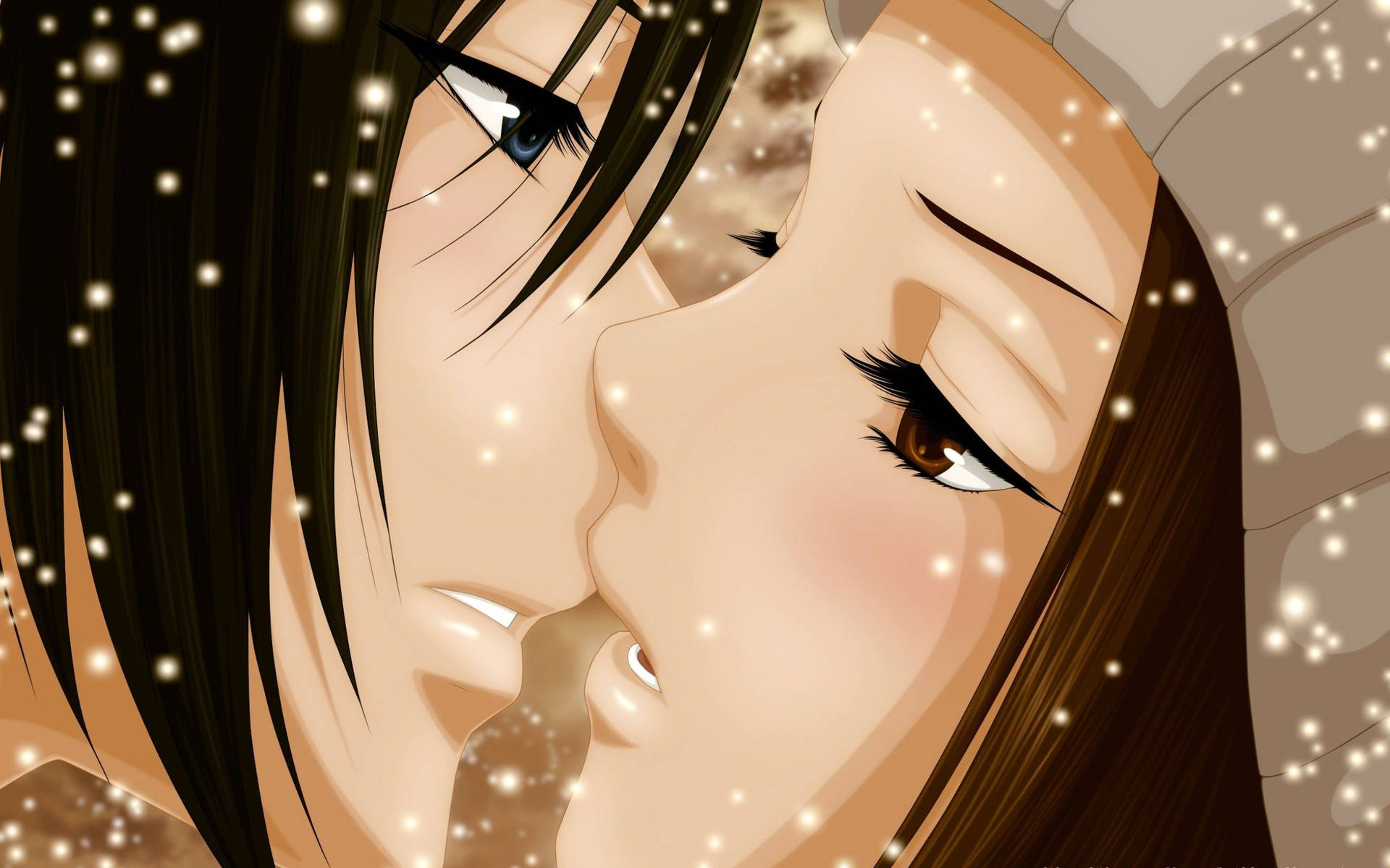 Yamato And Mei Anime Couple Kiss Background