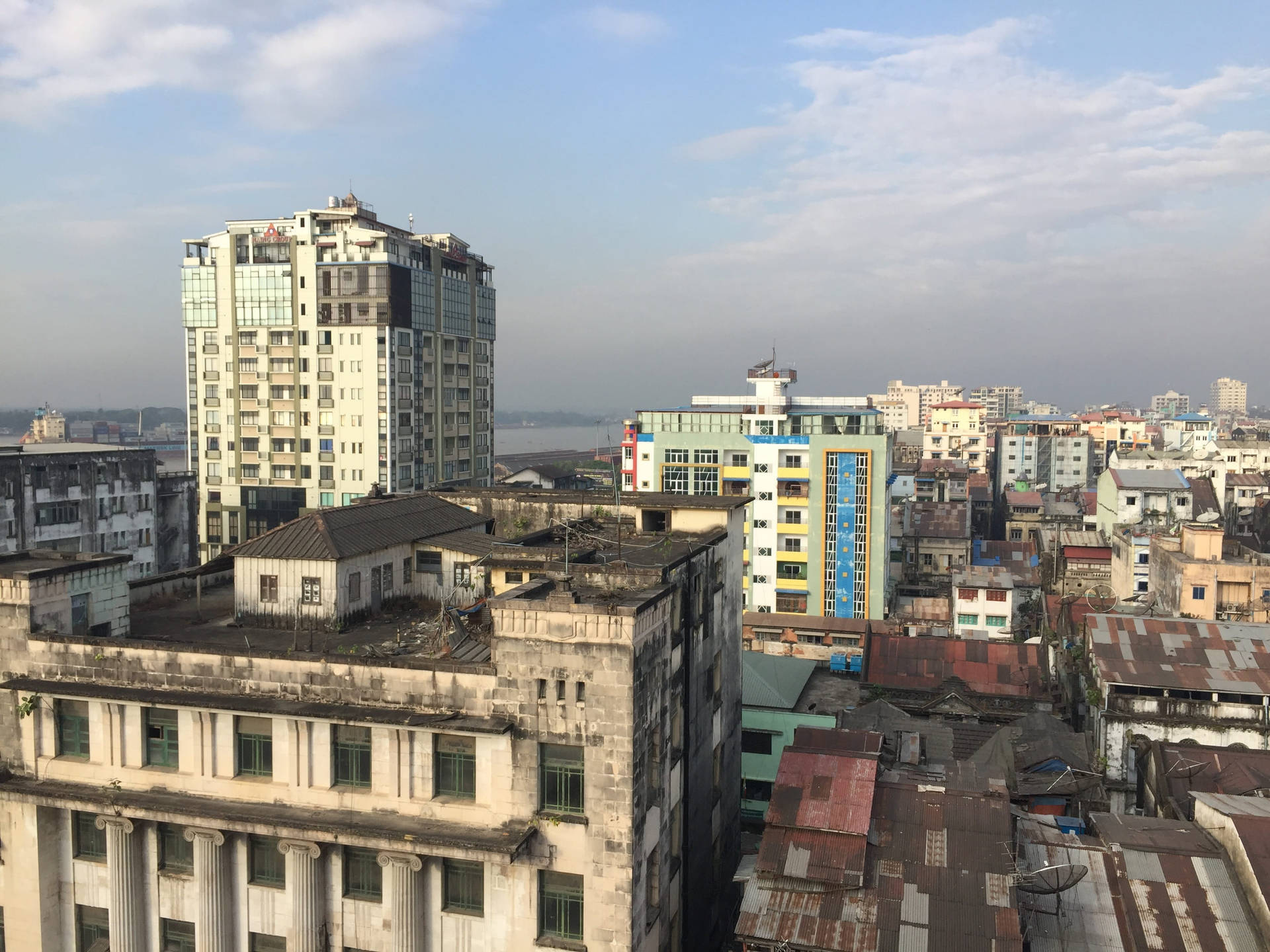 Yangon City Buildings Background