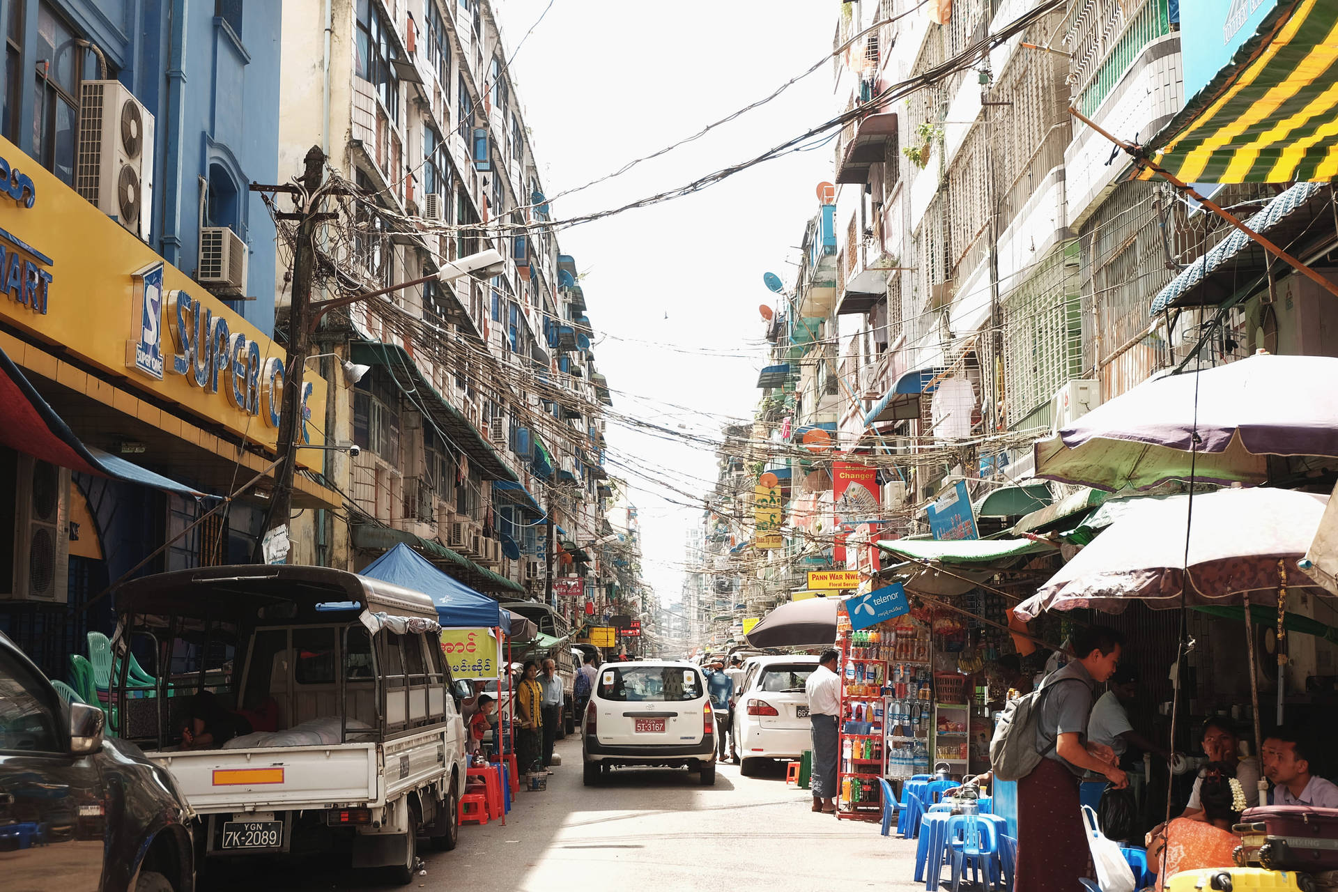 Yangon City Market Place Background