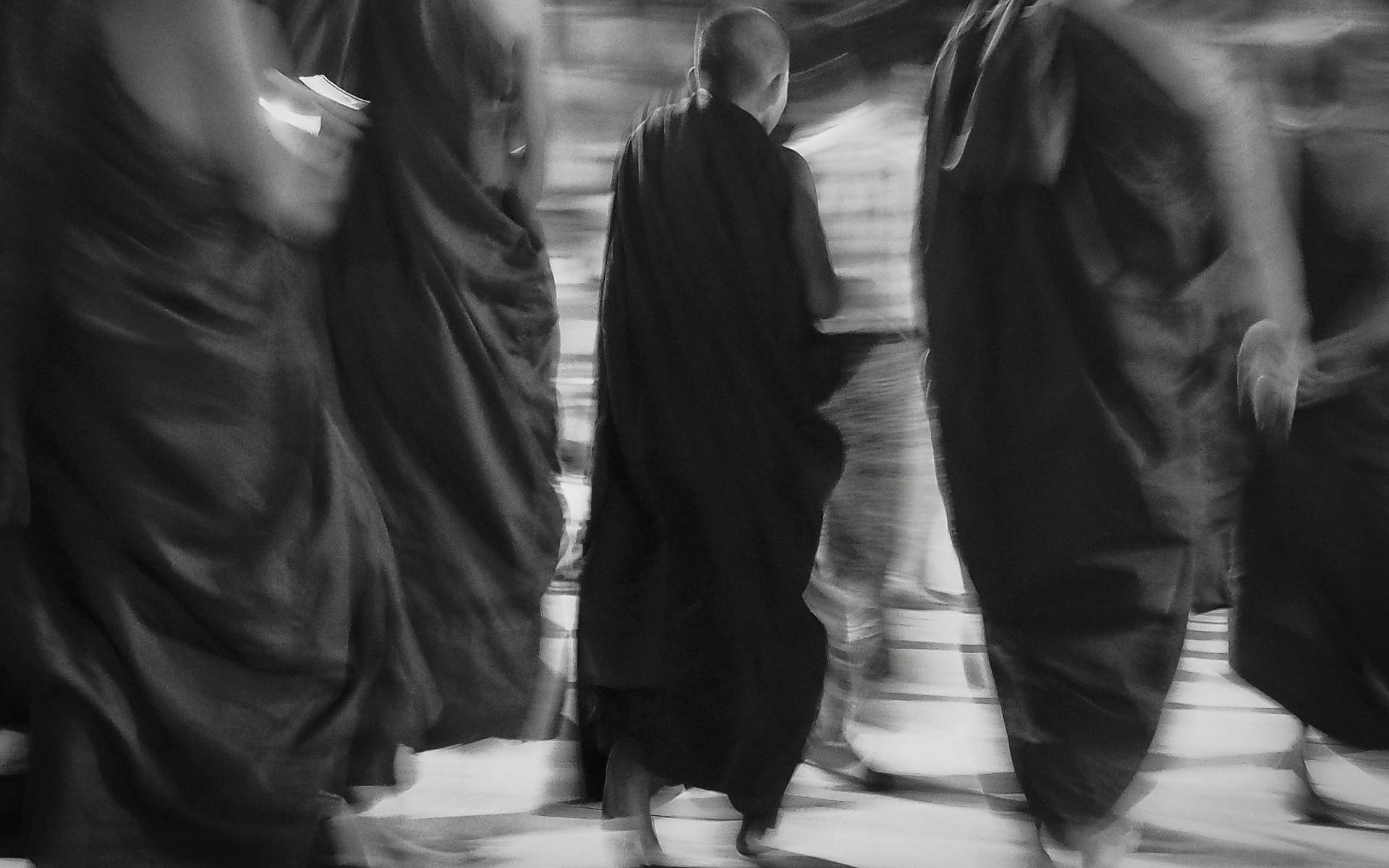 Yangon City Monks Background