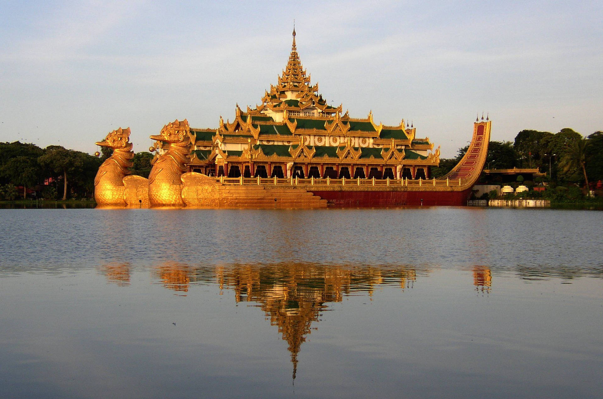 Yangon Karaweik Palace Reflection Background
