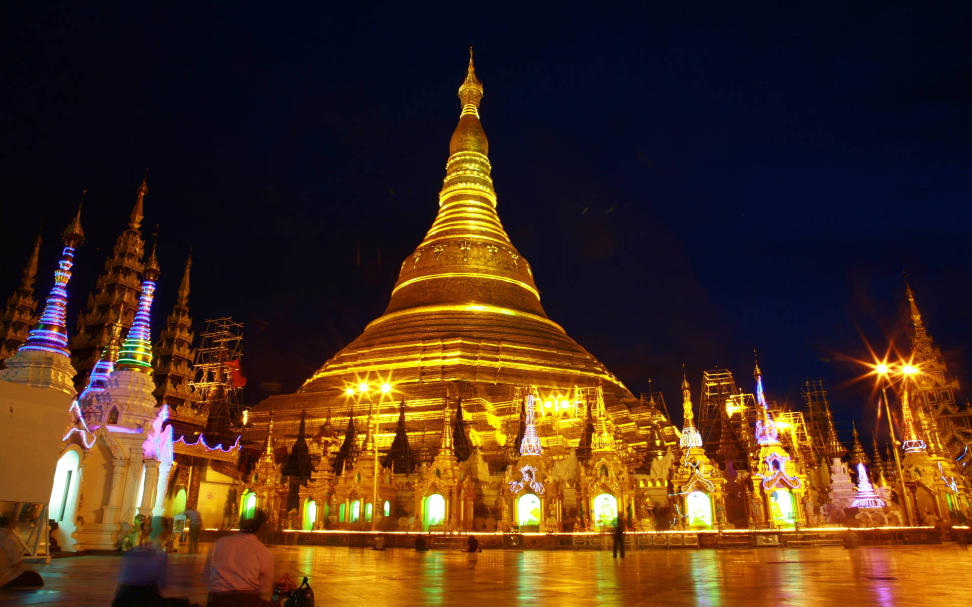 Yangon Shwedagon Lights Background