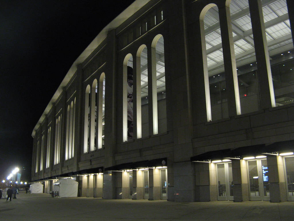 Yankee Stadium Exterior At Night Background