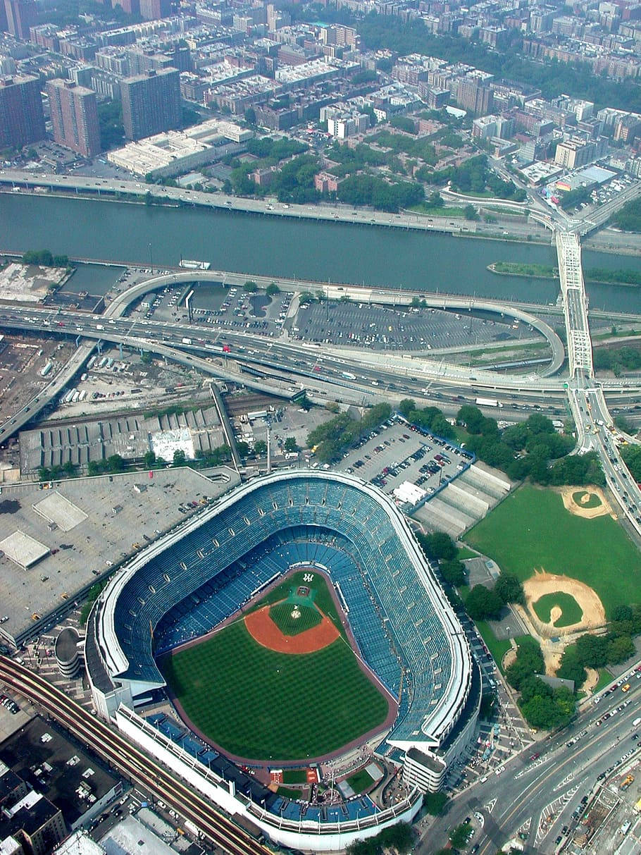 Yankee Stadium Facing Harlem River Background