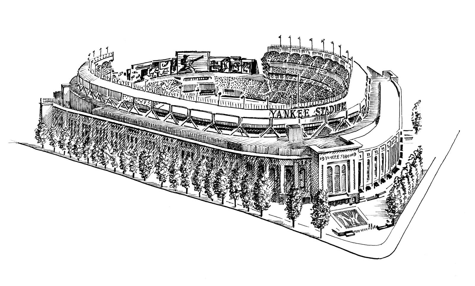 Yankee Stadium Hand-drawn Illustration Background