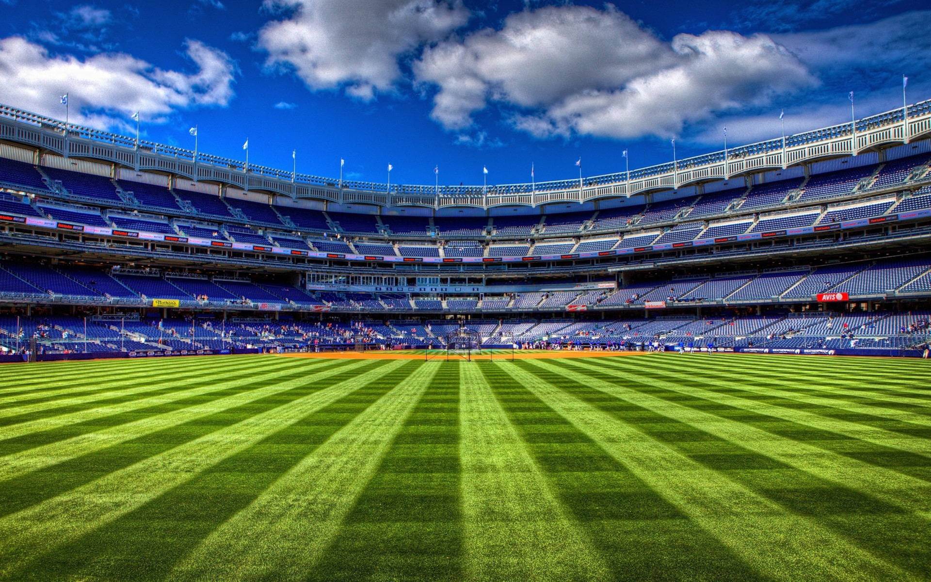 Yankee Stadium Lush Green Baseball Field Background