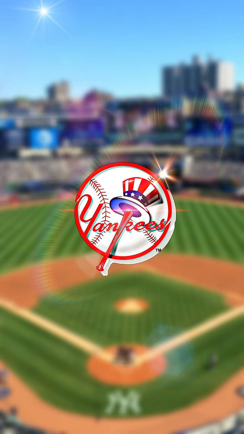 Yankees Baseball Logo Over Yankee Stadium Background