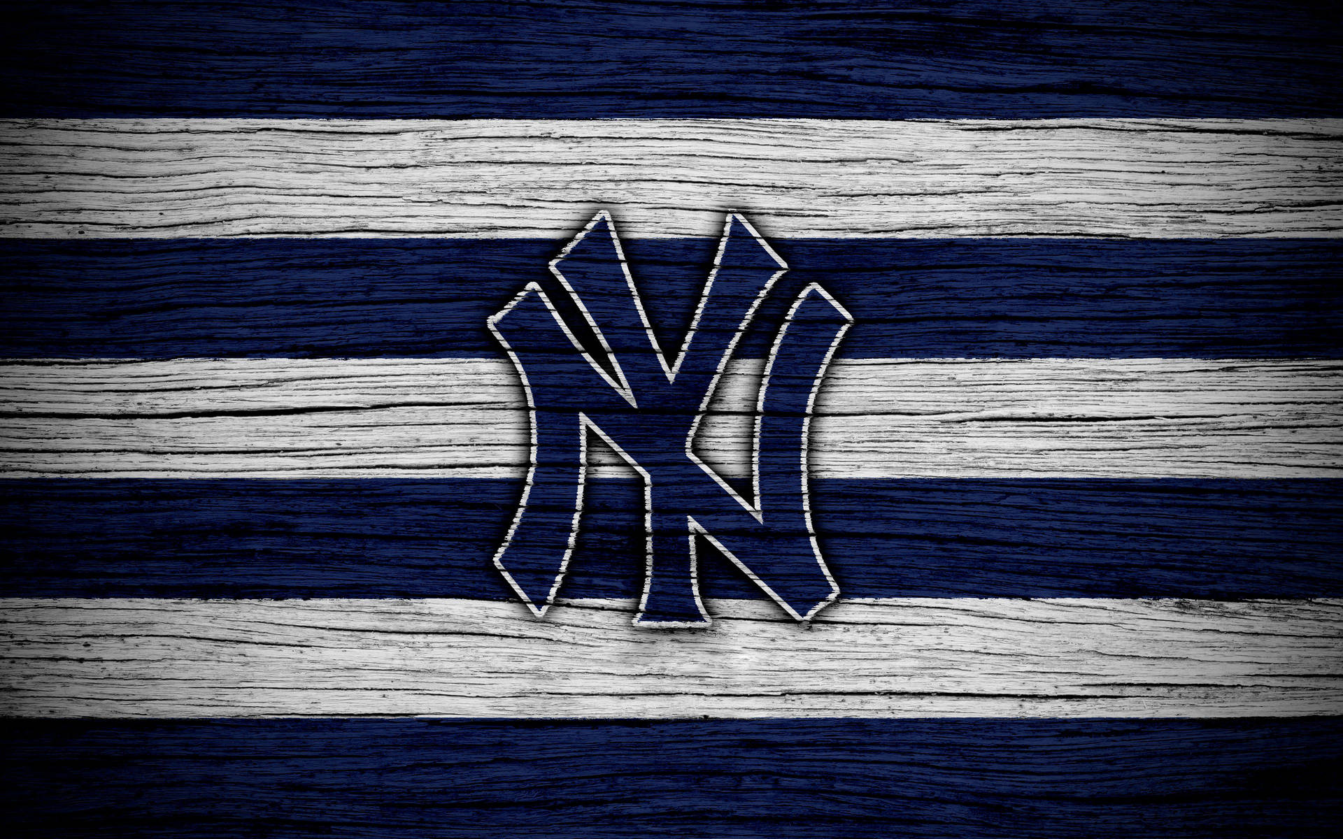 Yankees Logo Wooden Planks Background