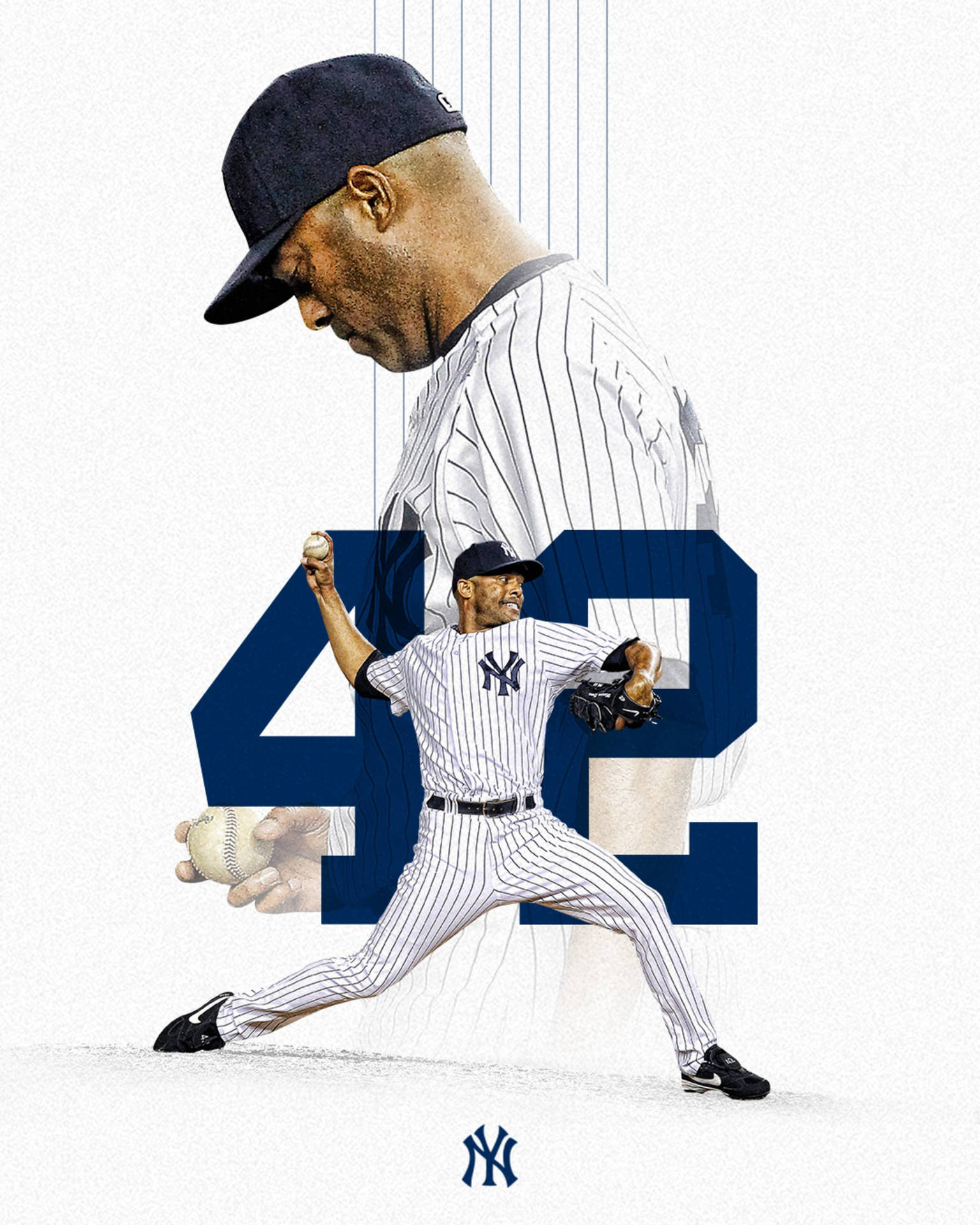 Yankees Mariano Rivera Looks Down Background