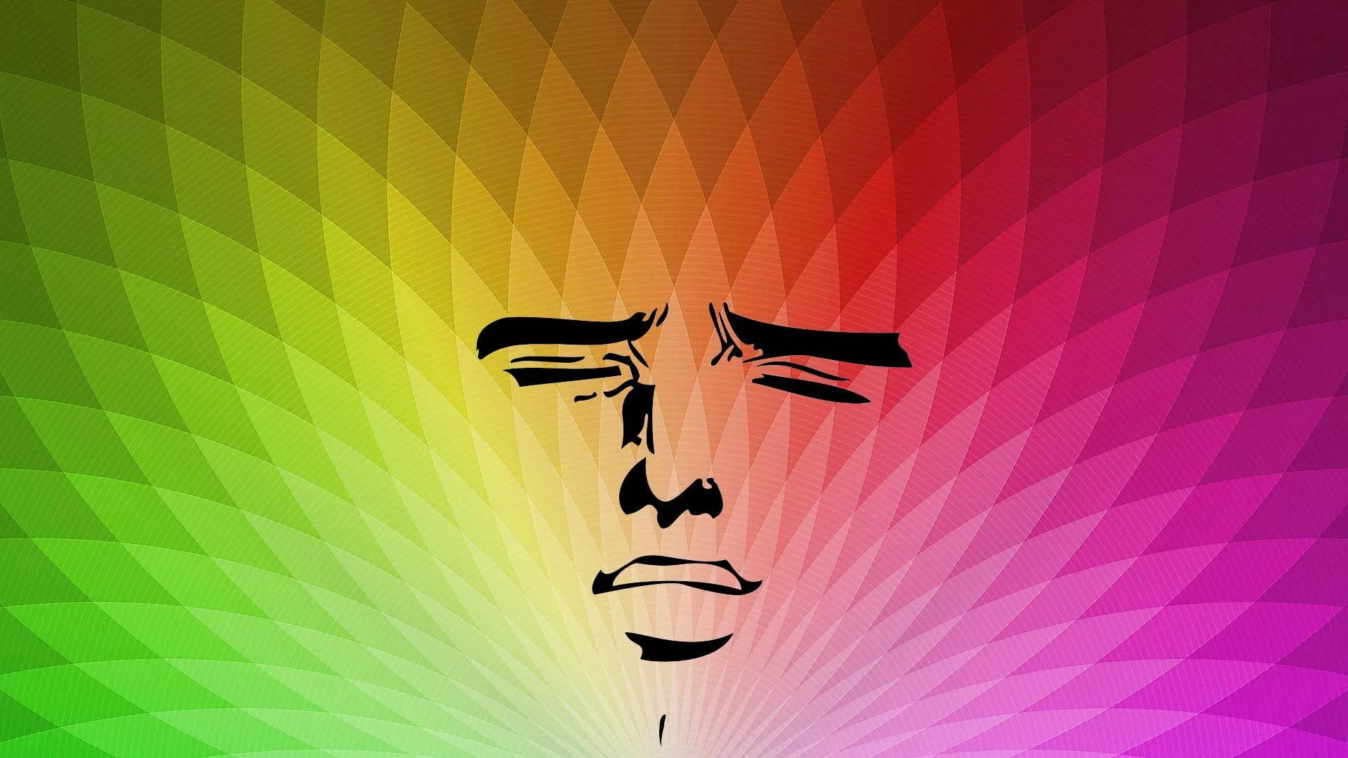 Yaranaika Face Over Rainbow Meme Background