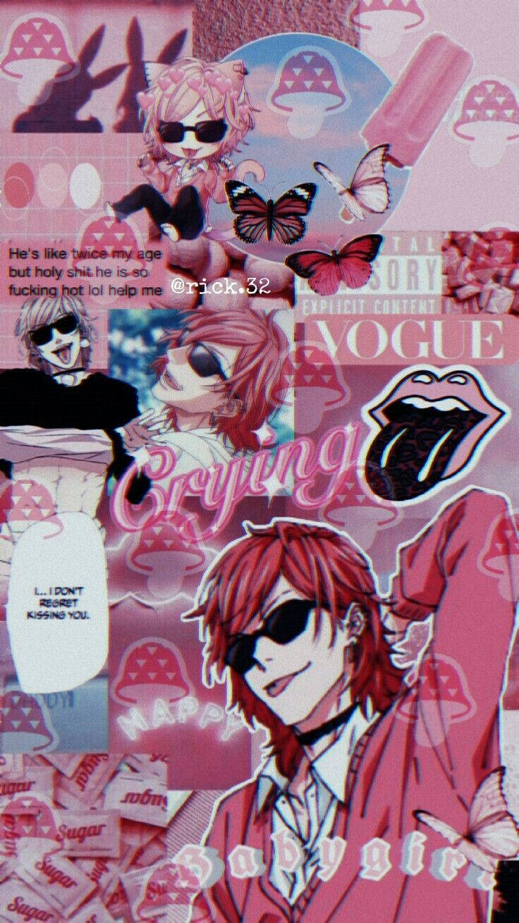 Yarichin Bitch Club Yuri Pink Art Background