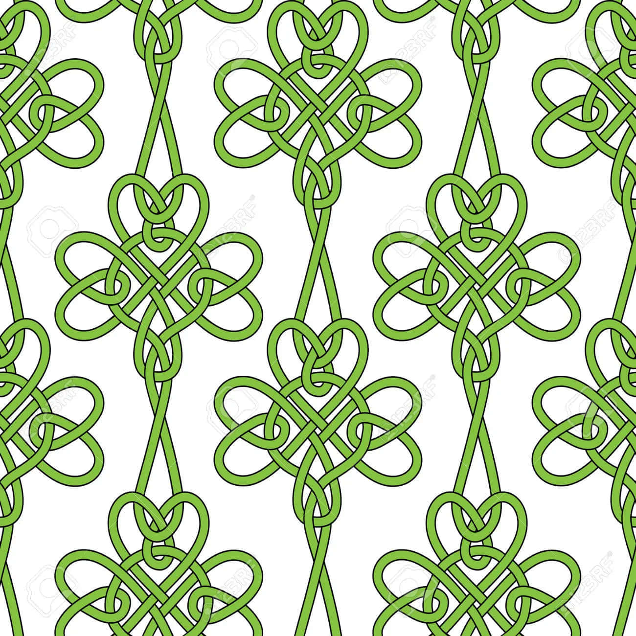 Yarns Weaved Into Celtic Irish Cloverleaves Background