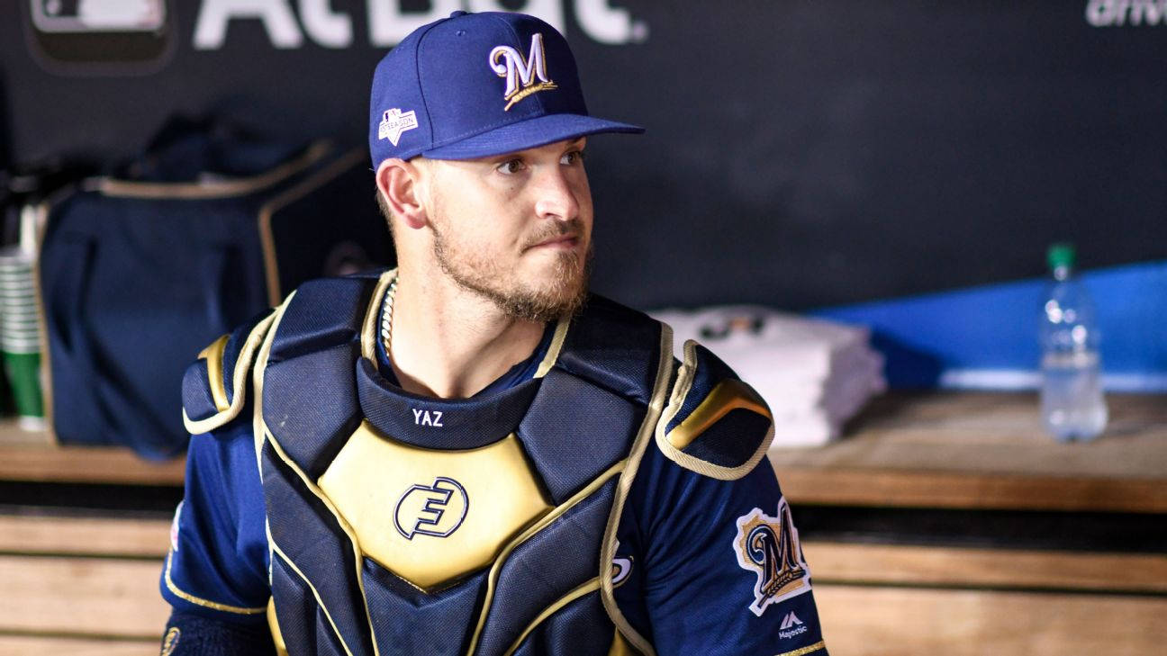 Yasmani Grandal Wearing Blue Background