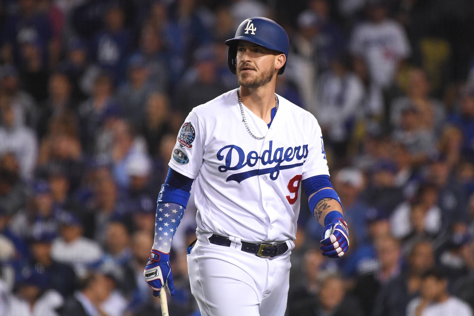 Yasmani Grandal Wearing Dodgers Uniform Background