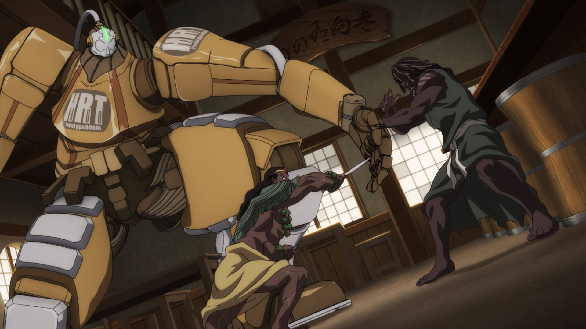 Yasuke With Yellow Robot Background