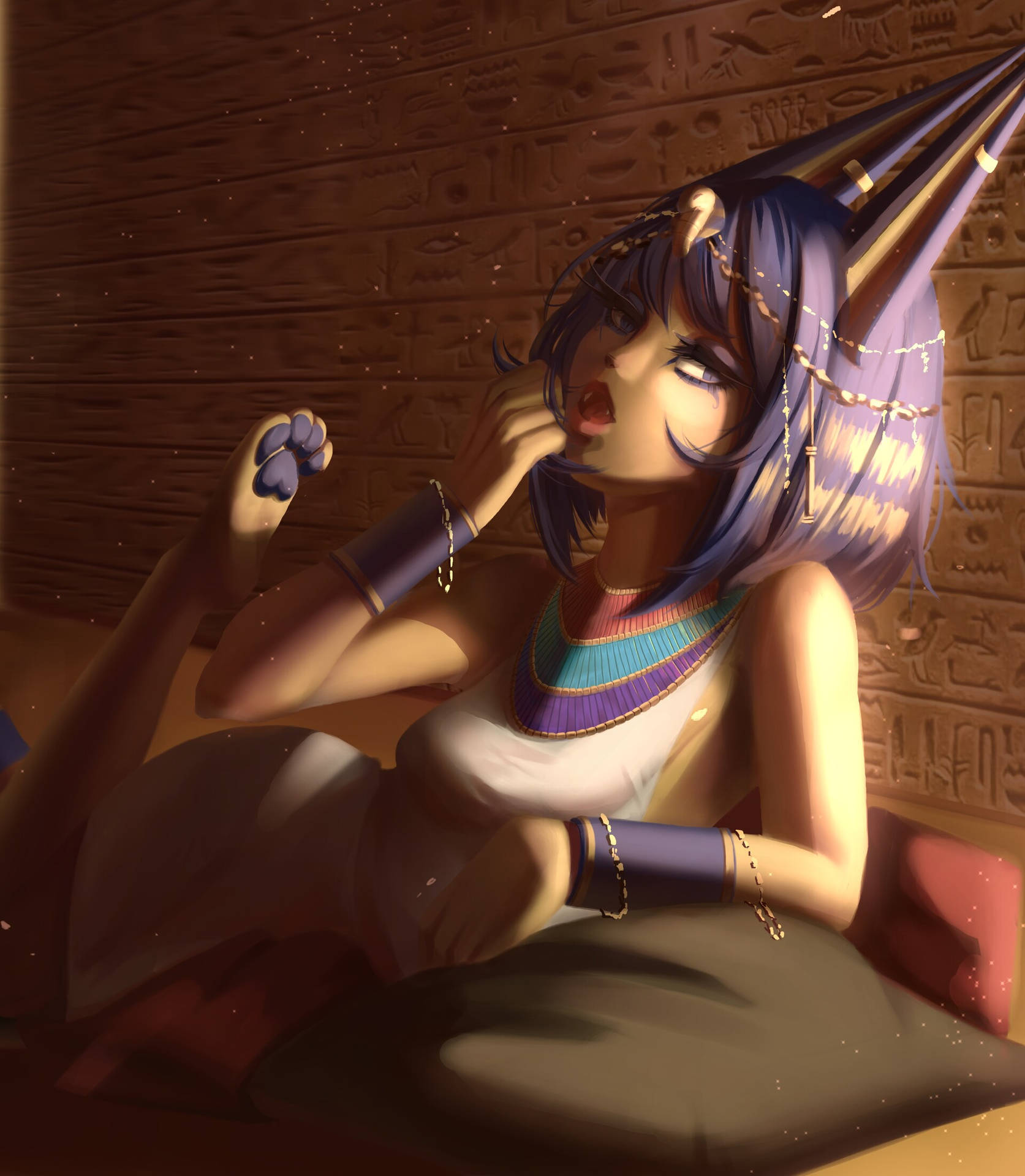 Yawning Tired Ankha Animal Crossing Background