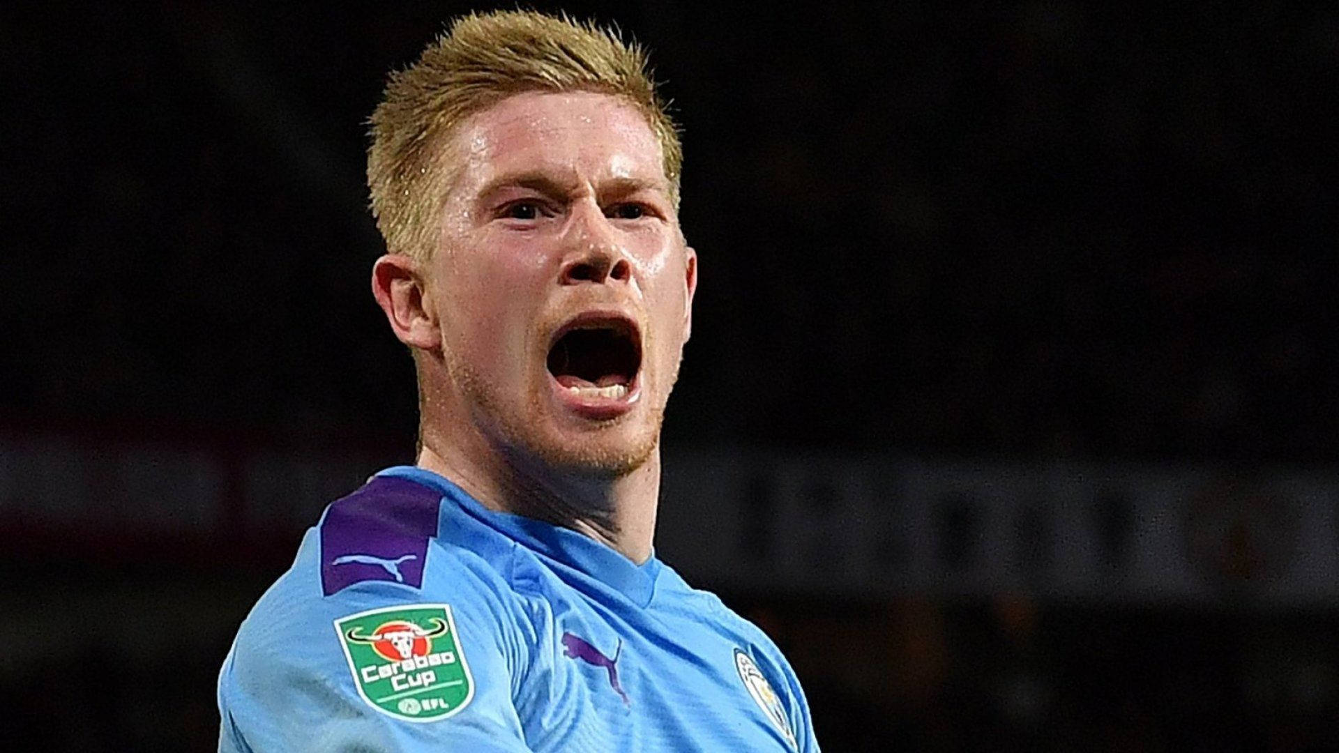 Yelling Kevin De Bruyne Closeup Background
