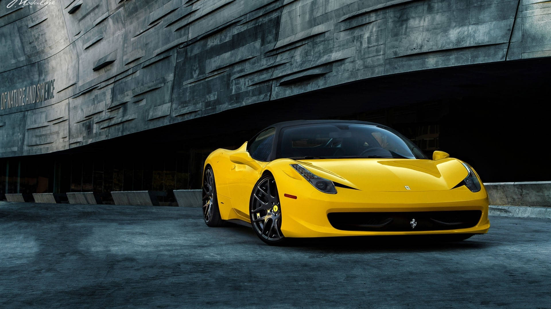 Yellow 1920x1080 Ferrari 458 Italia Perot Museum Background