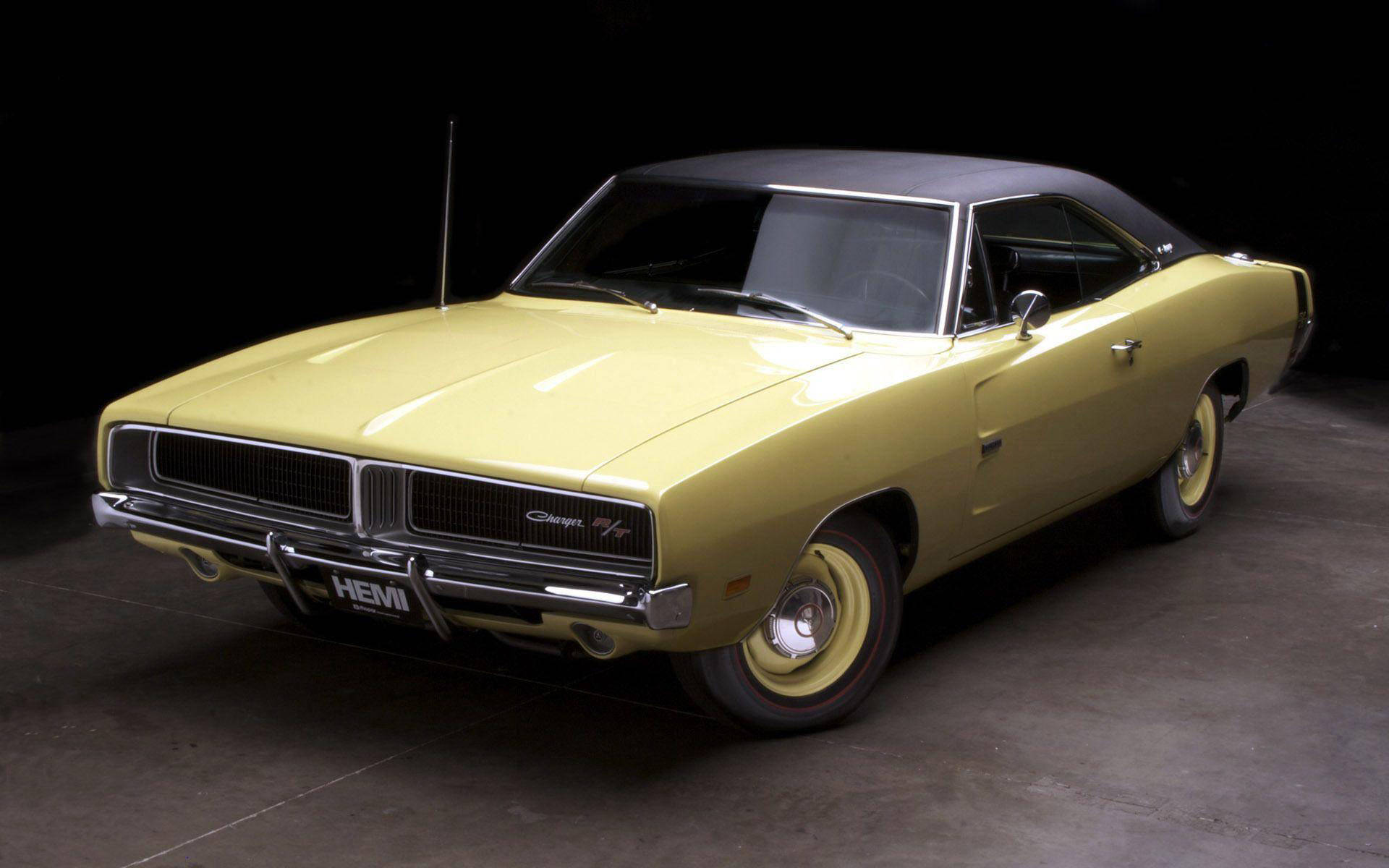 Yellow 1969 Dodge Charger Background