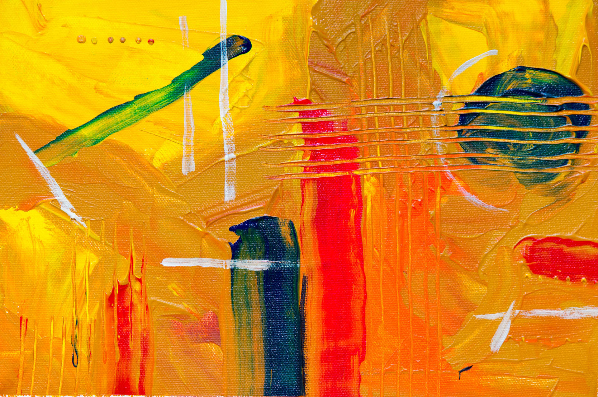Yellow Abstract Expressionism Painting Guitar Background