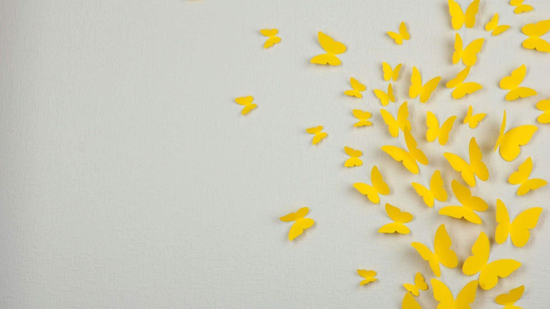 Yellow Aesthetic Desktop Paper Butterflies