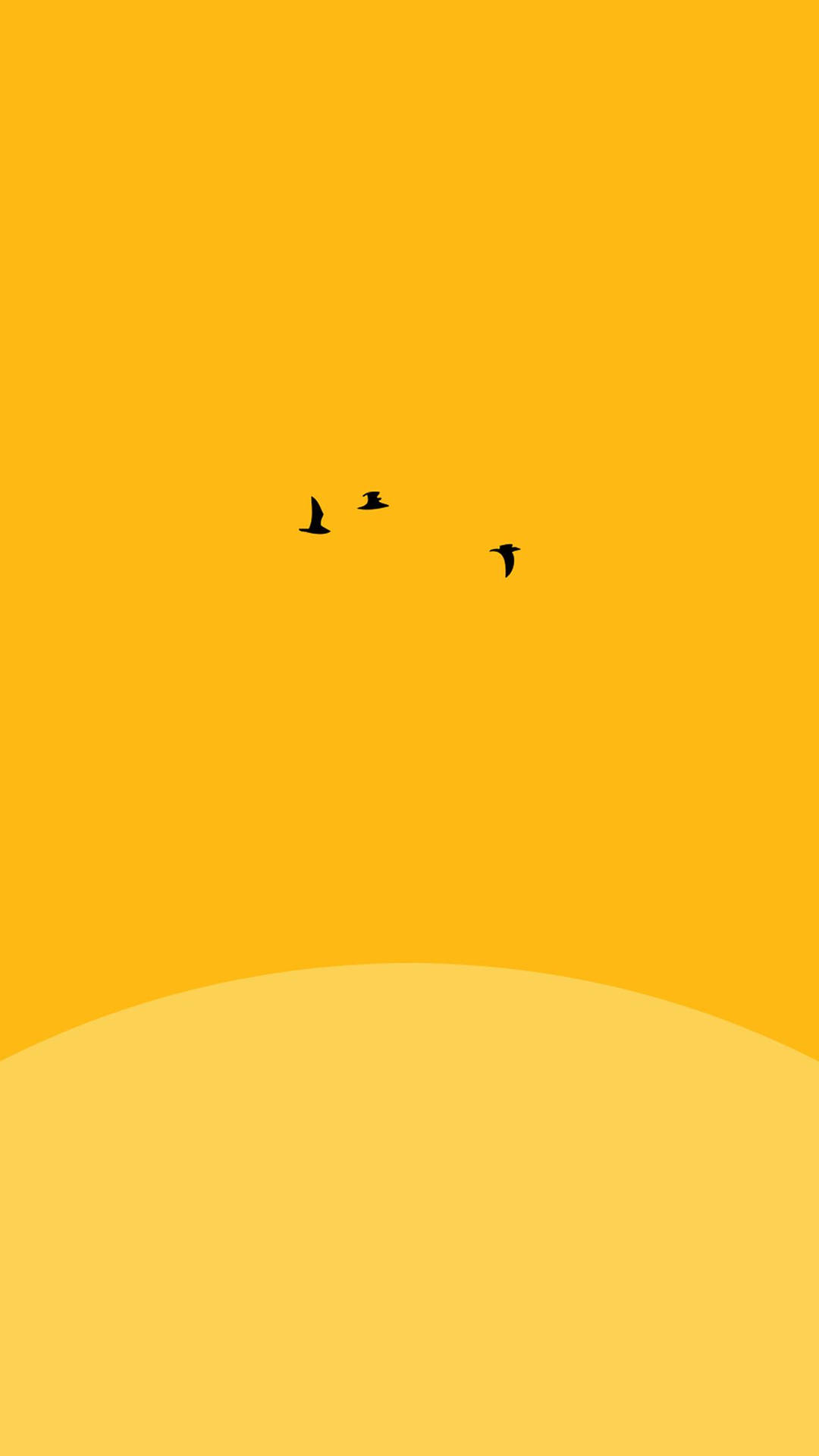 Yellow Aesthetic Flying Birds Background