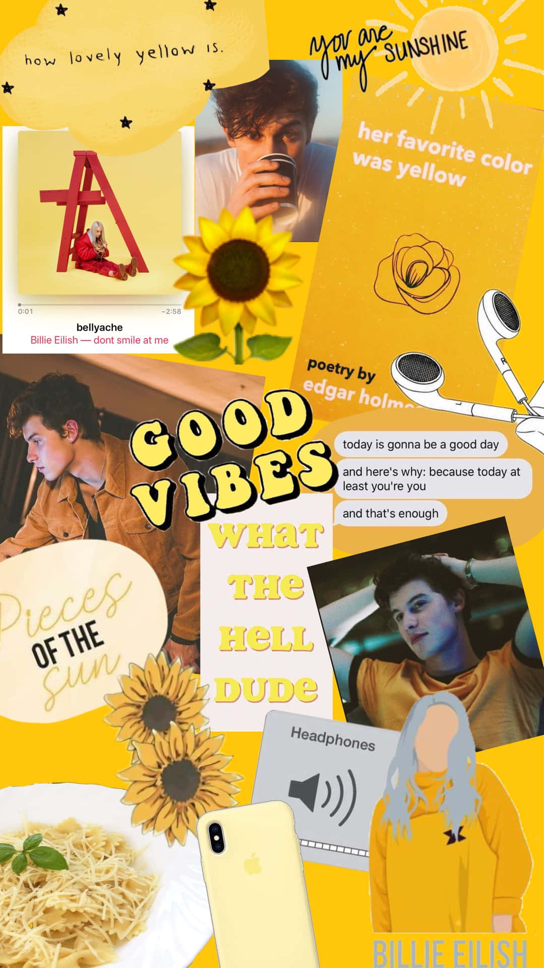 Yellow Aesthetic Good Vibes Collage Background