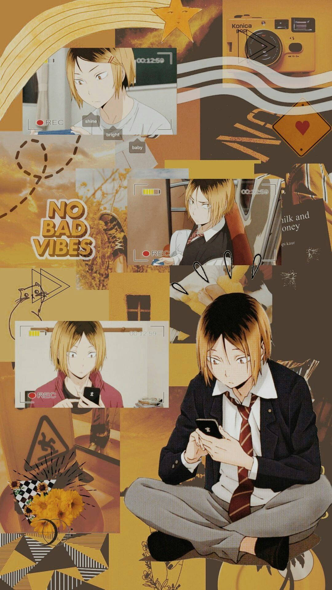 Yellow Aesthetic Kenma Collage Background