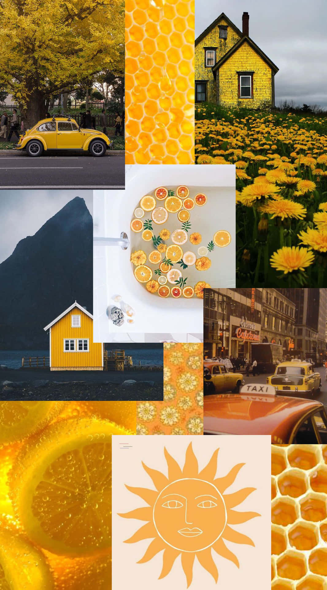 Yellow Aesthetic Phone Collage Background