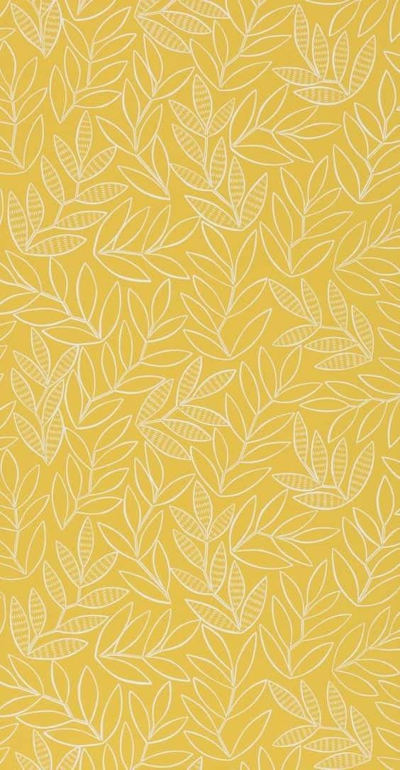 Yellow Aesthetic Phone Leaf Pattern Background