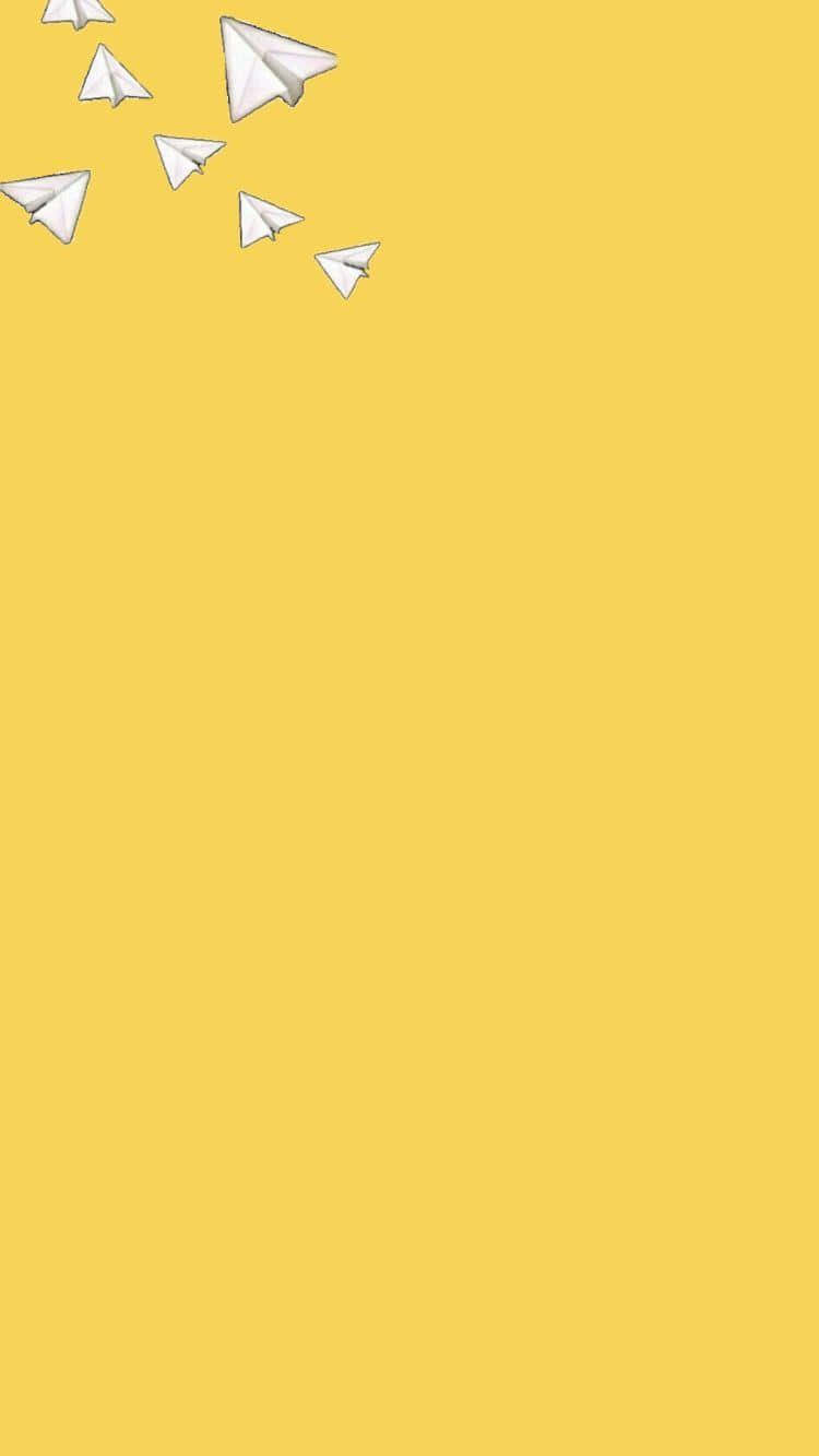 Yellow Aesthetic Phone Paper Planes Background