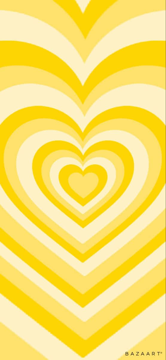 Yellow Aesthetic Phone White Heart Background