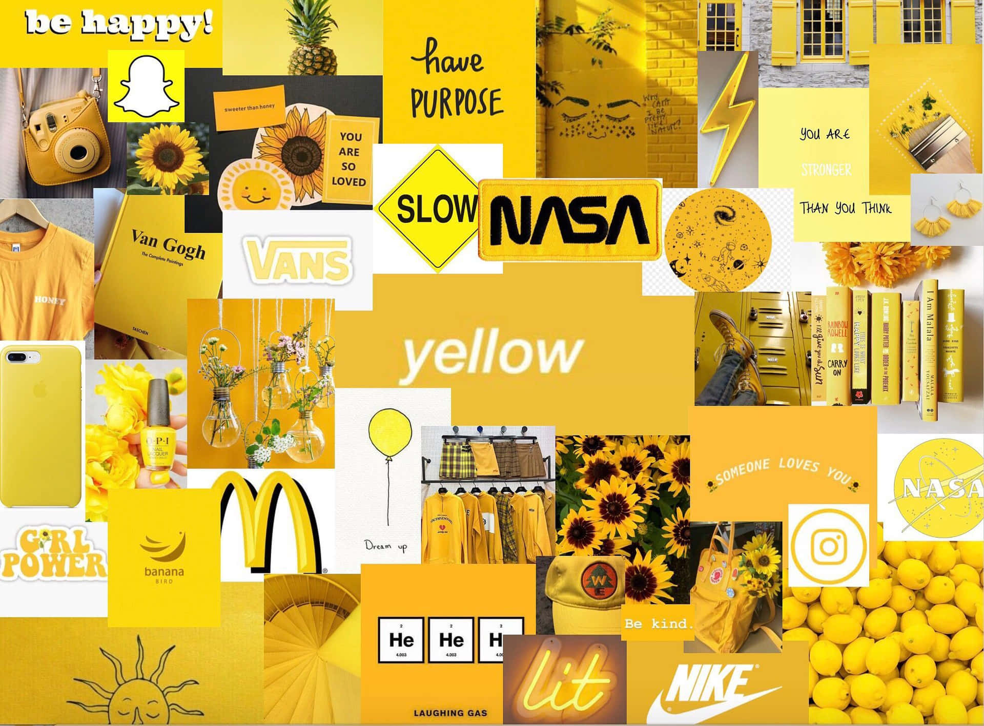 Yellow Aesthetic Wall Collage Collage Background