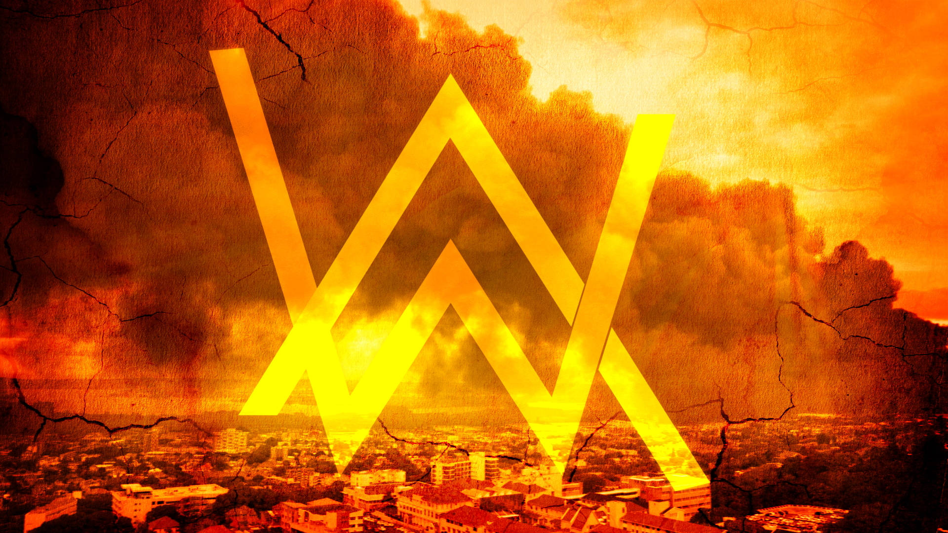 Yellow Alan Walker Symbol Background