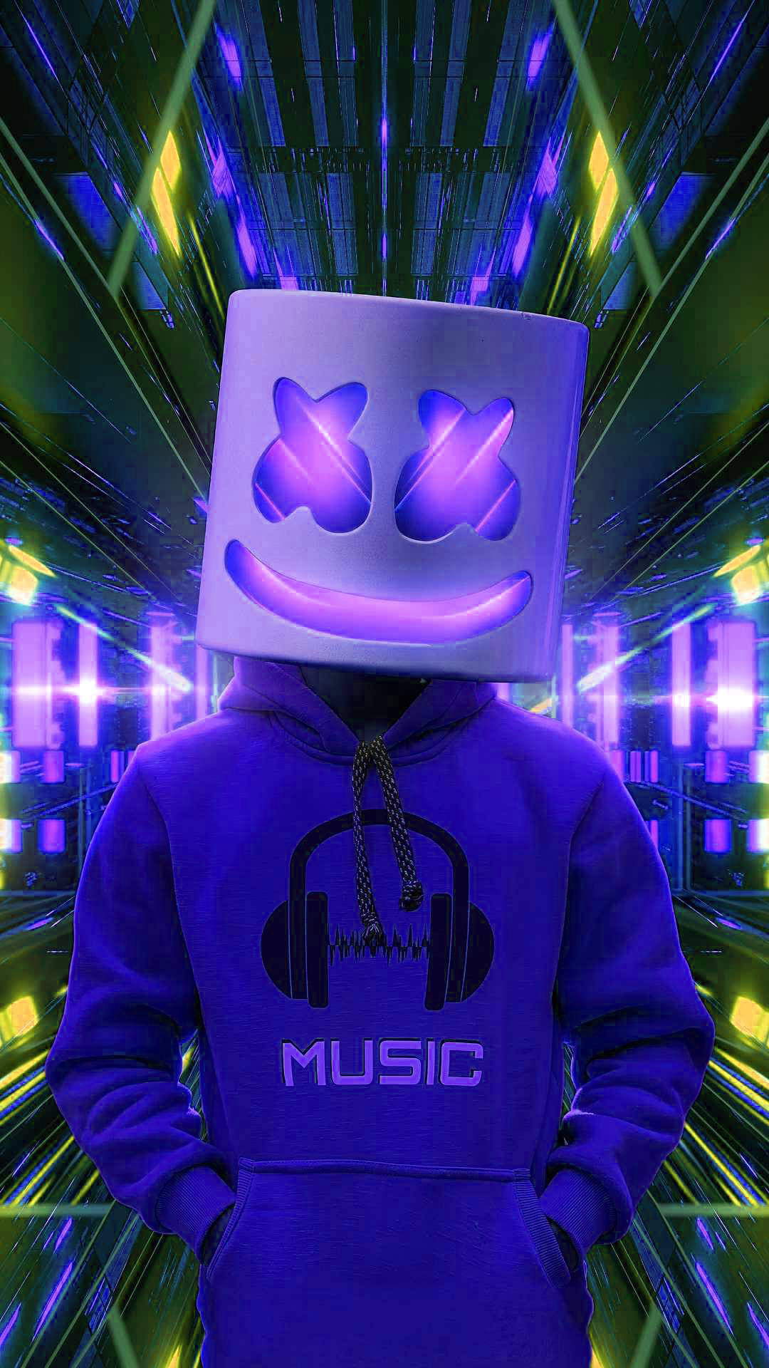 Yellow And Blue Background Marshmello Hd Iphone Background