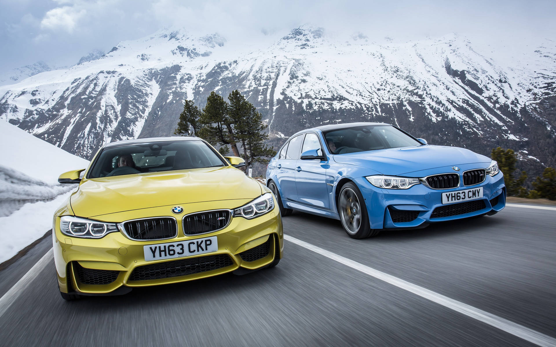 Yellow And Blue Bmw M4 Cars Background