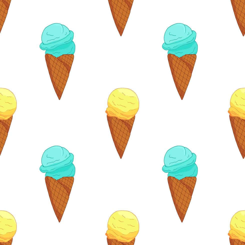 Yellow And Blue Cute Ice Cream