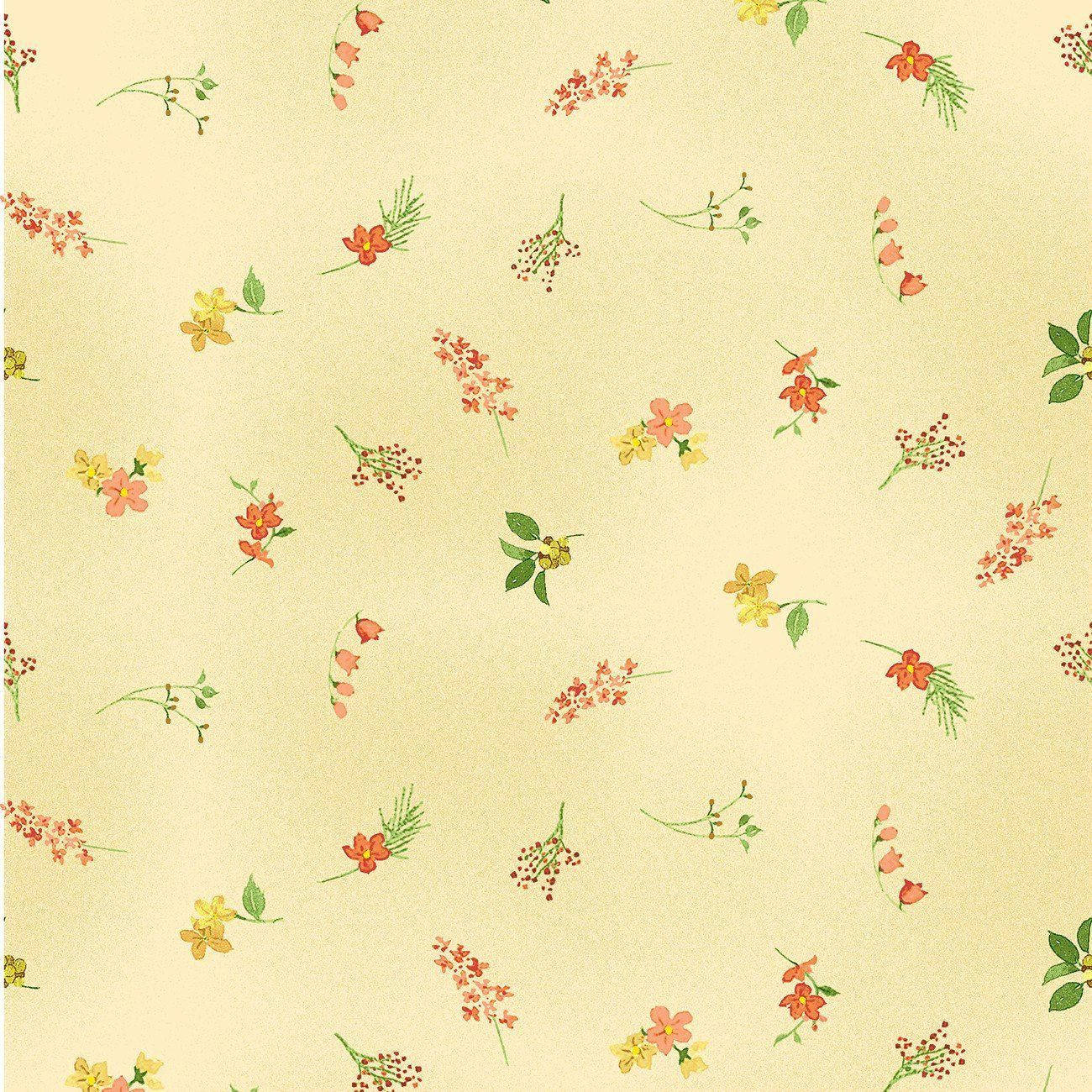 Yellow And Orange Floral Pattern Background