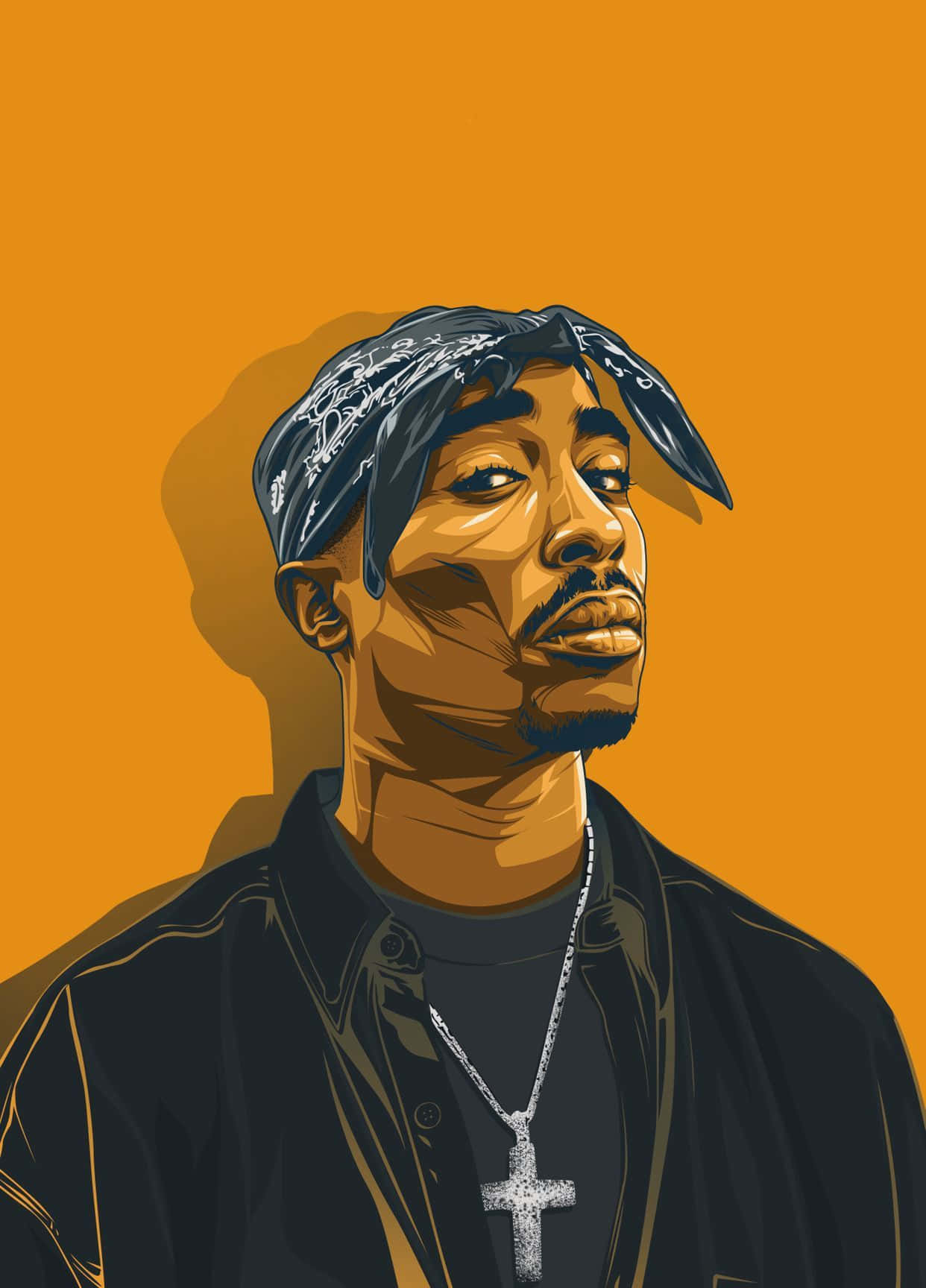 Yellow Background Illustration Tupac Iphone Background