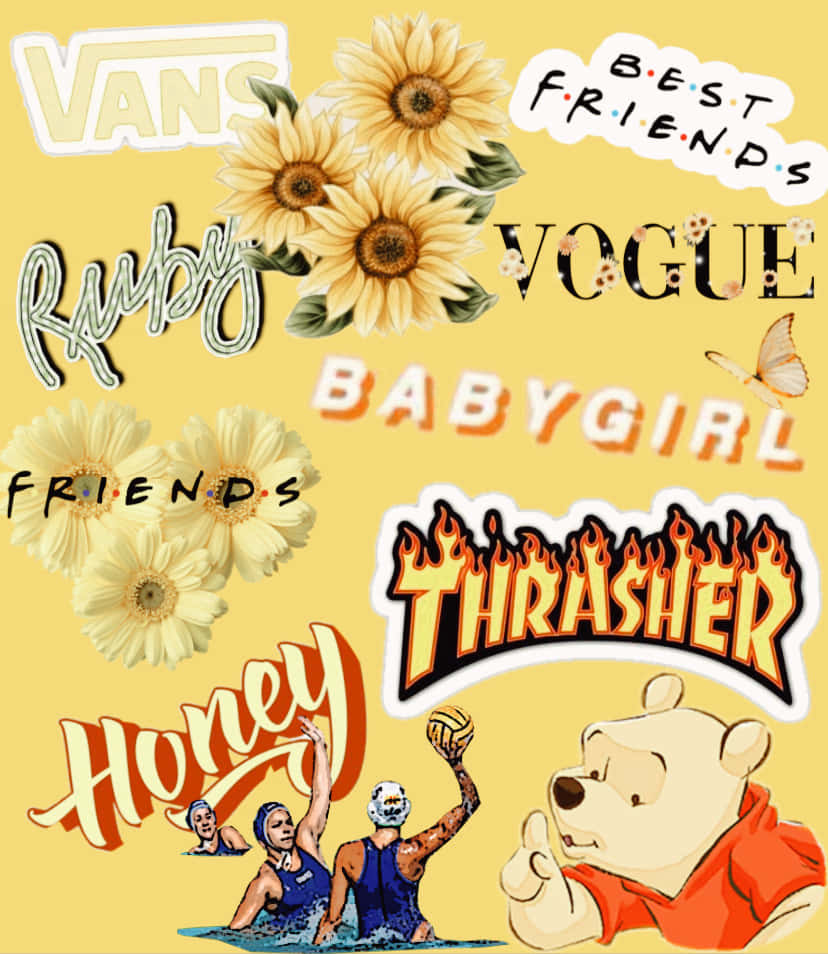 Yellow Baddie Pop Culture Icons Background