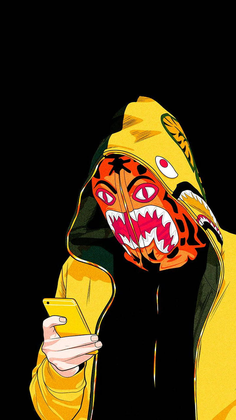 Yellow Bape Cartoon Background