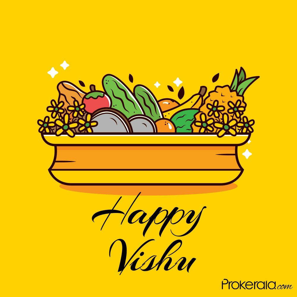 Yellow Basket Offering Vishu Background