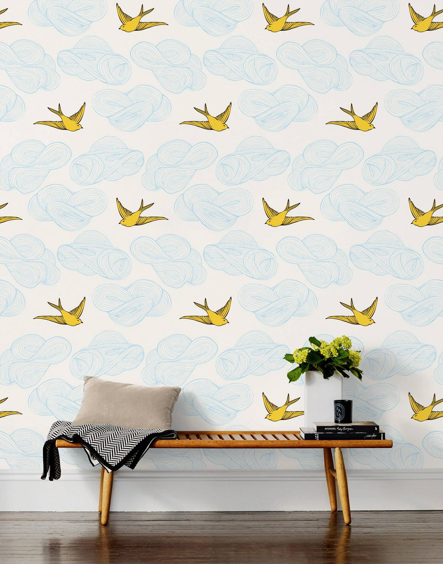 Yellow Bird Print Design Background