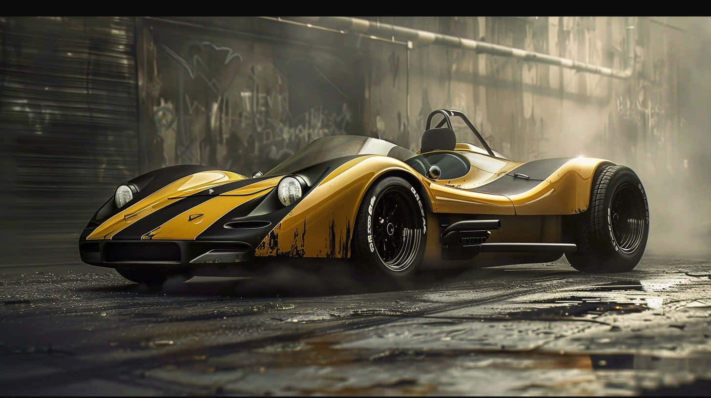 Yellow Black Can Am Racecar Street Background