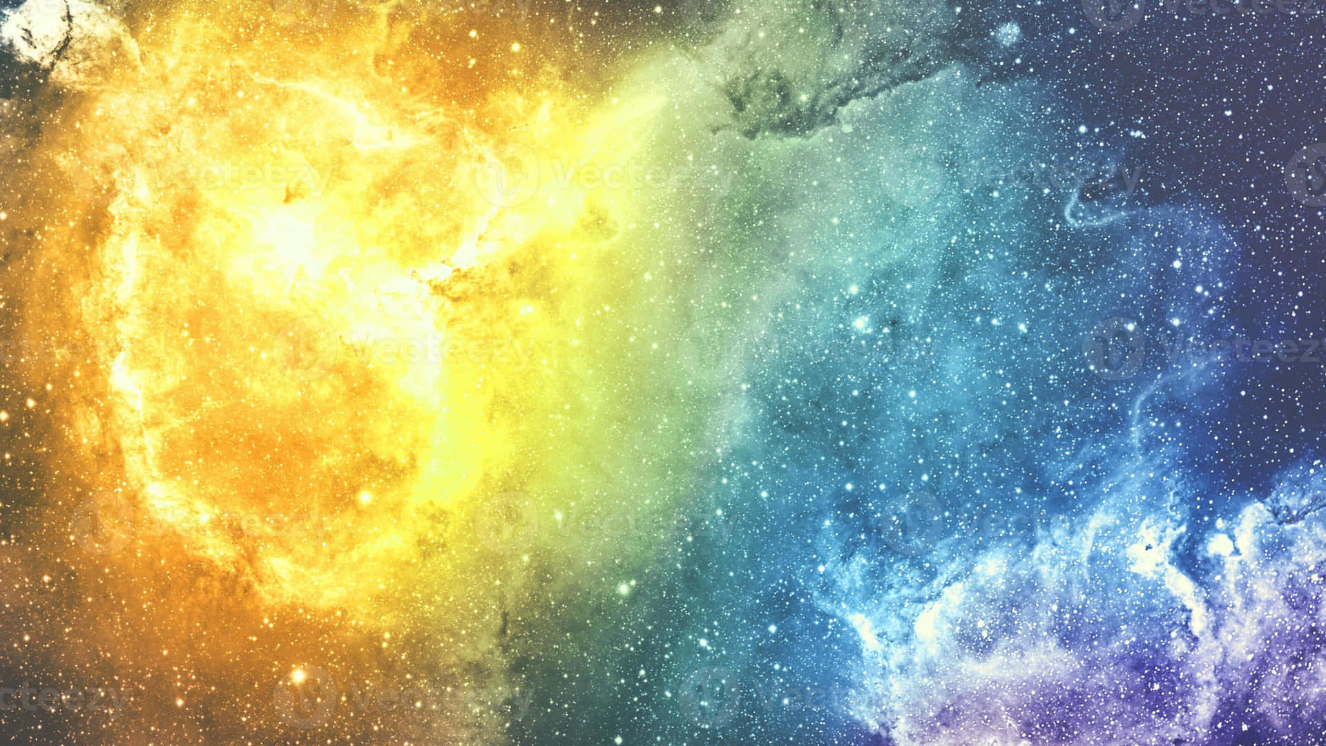 Yellow Blue Purple Cosmic Clouds Background