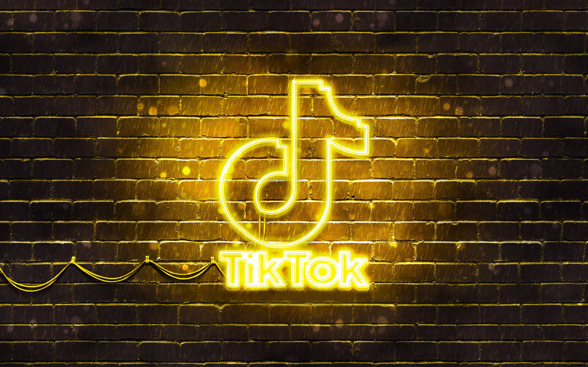 Yellow Bricked Wall Tiktok Logo Background