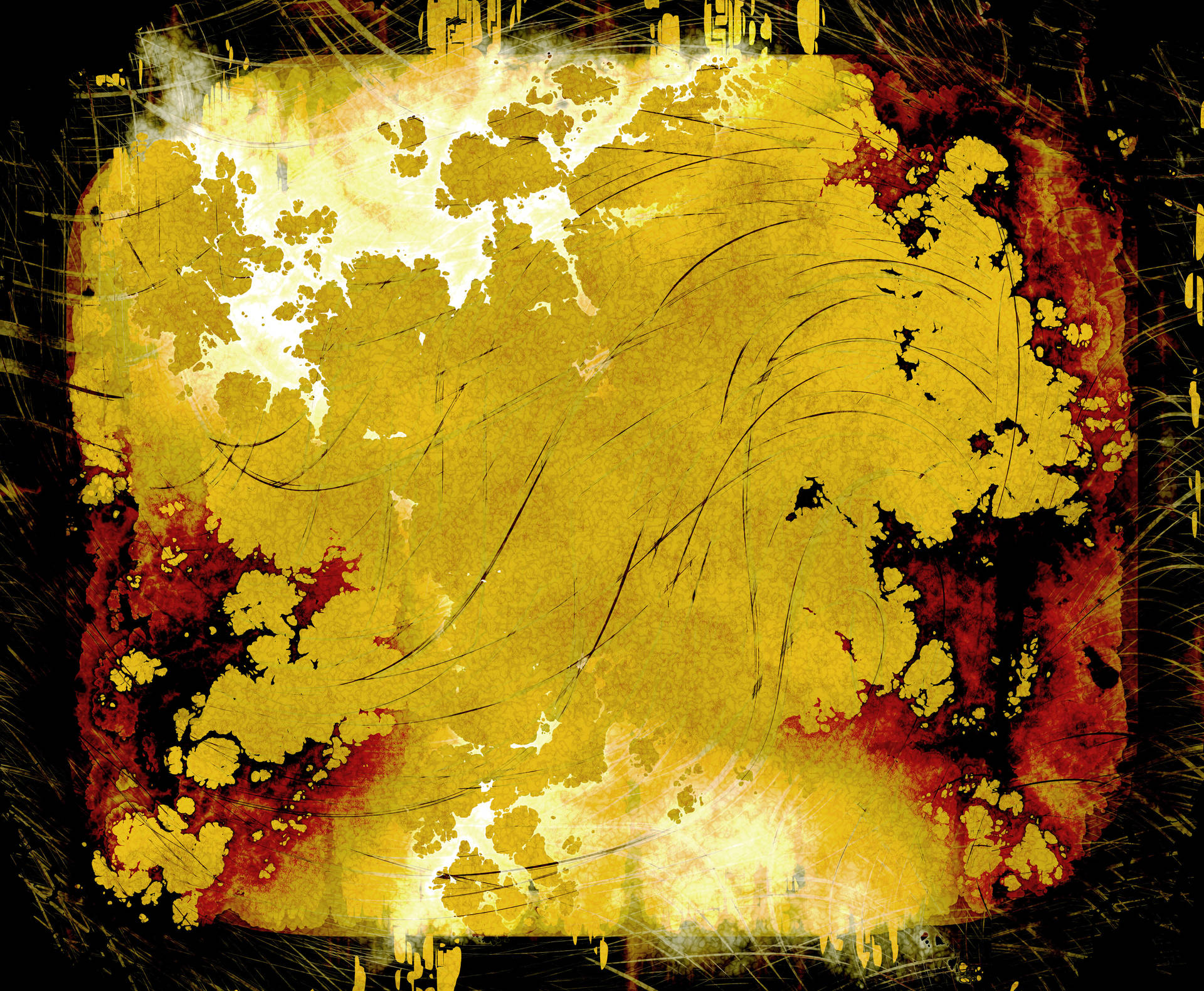 Yellow Burnt Edges Grunge Texture