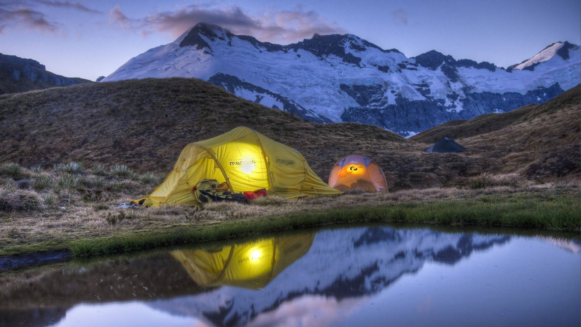 Yellow Camping Tent Background